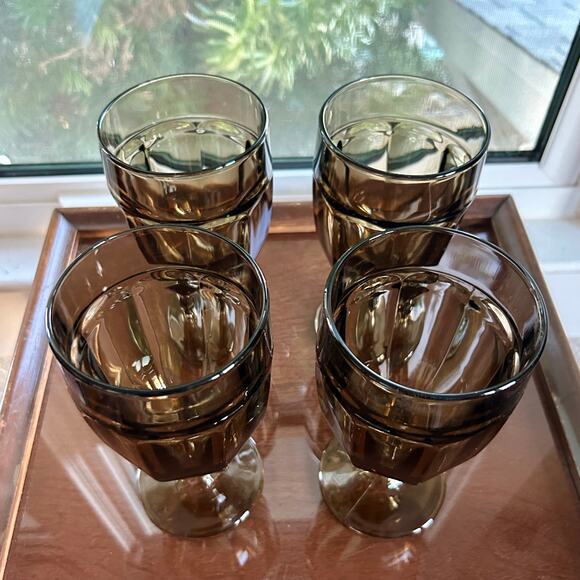 Vintage Libbey Gibraltar Duratuff Olive Green Water Goblets – Set of 4 - Picture 12 of 15